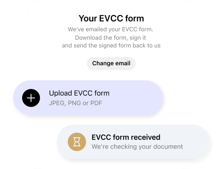 Commitment form completed in the app